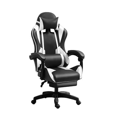 IZTOSS Chaise de Gaming Ergonomique avec Dossier réglable, avec appuie-tête, accoudoirs et Support Lombaire (C-Noir+Blanc)