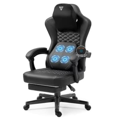 Vigosit Chaise de Gaming Ergonomique avec Soutien Lombaire Chauffant, Coussin à Ressorts ensachés et Repose-Pieds - Noir