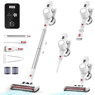 Aspirateur Balai sans Fil Puissant - Balais Électriques Poil Animaux Cordless Stick Vacuum Cleaner Rechargeable Batterie Silencieux Léger pour Sols Tapis Poils d'animaux