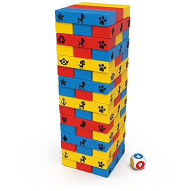 Paw Patrol - Pat Patrouille - Tour Infernale - Jeu de Société Tour À Construire - 48 Blocs Et 1 Dé - Jeu d'Équilibre Patience Raisonnement - Pat Patrouille Jouet - Jouet Enfant 4 Ans et +